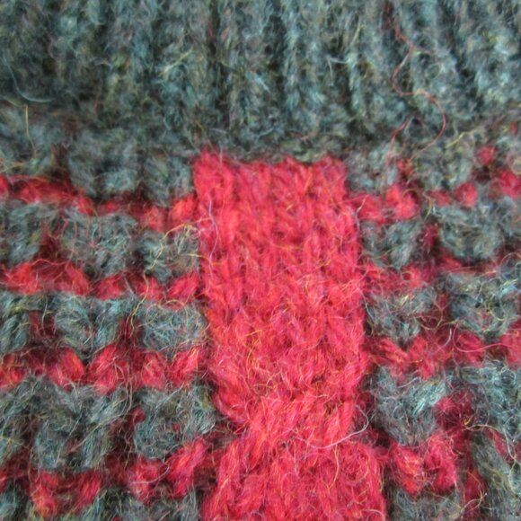 Vtg Browns of Bermuda Men XL Heather Maroon Red Green Cable Wool Sweater Ireland - Picture 4 of 9